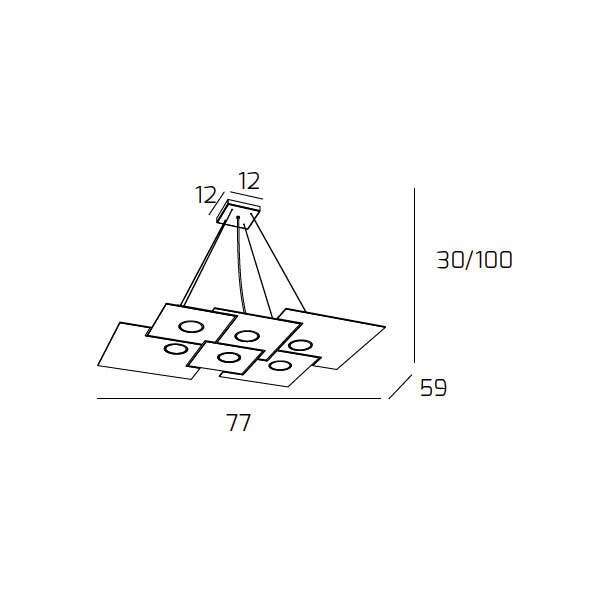 1129/S6 R-GR PLATE SOSPENSIONE 6 LUCI GRIGIO