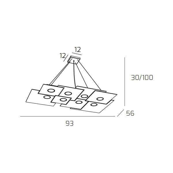 1129/S8 R-GA PLATE SOSPENSIONE 8 LUCI GRIGIO ANTRACITE