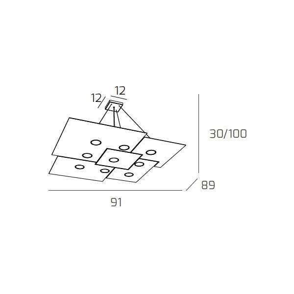 1129/S9-BI PLATE SOSPENSIONE 9 LUCI BIANCO