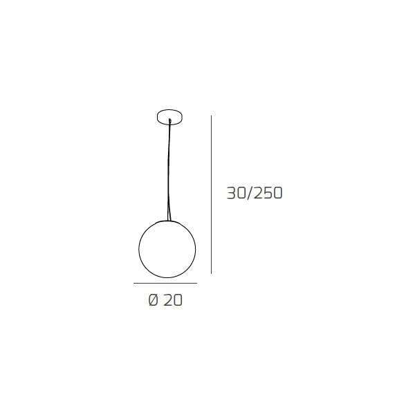 1135/S20 GLITTER SOSPENSIONE 1 LUCE D.20 CM.