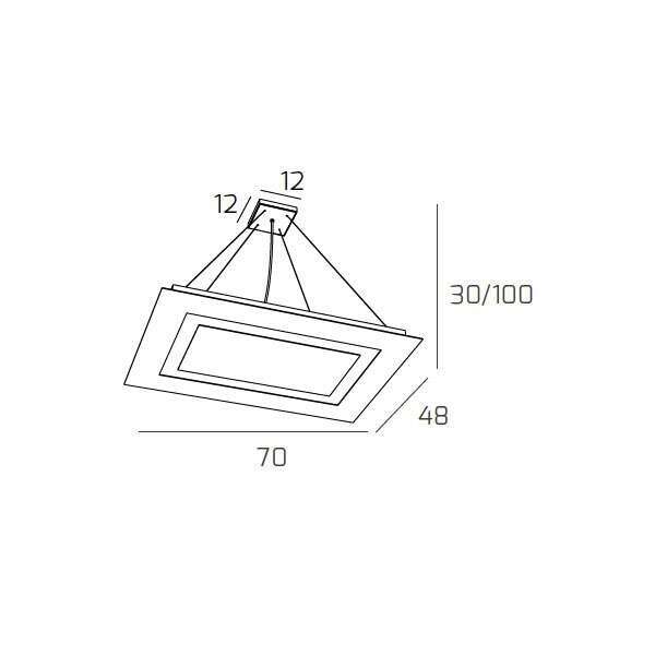 1137/SRG+2-GR CARPET SOSPENSIONE RETTANGOLARE GRANDE 4+2 LUCI BIEMISSIONE GRIGIO