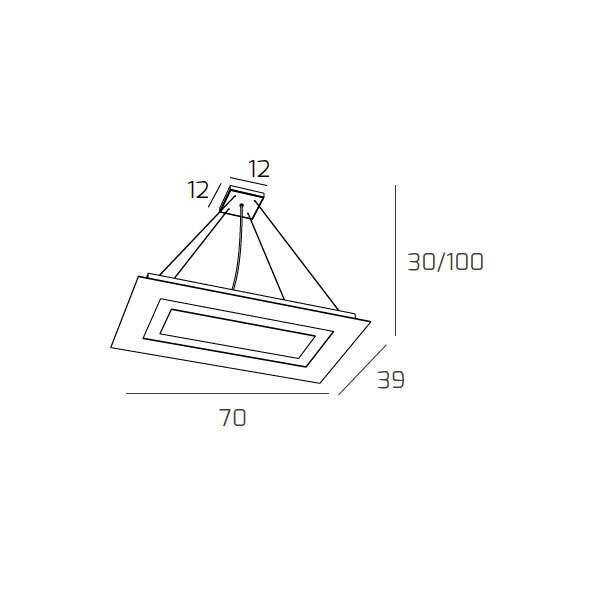 1137/SRM+1-GR CARPET SOSPENSIONE RETTANGOLARE MEDIA 4+1 LUCI BIEMISSIONE GRIGIO