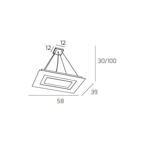 1137/SRP+1-SA CARPET SOSPENSIONE RETTANGOLARE PICCOLA 4+1 LUCI BIEMISSIONE SABBIA