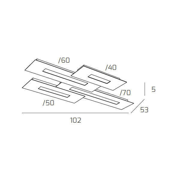 1138/M4-GR WALLY WALLY APPLIQUE/PLAFONIERA 4 LUCI(COMPOSTO DA 1138/40-GR+1138/50-GR+1138/60-GR+1138/70-GR)