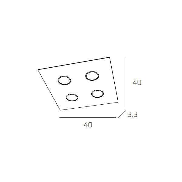 1141/PL4-FO PATH PLAFONIERA 4 LUCI QUADRA FOGLIA ORO