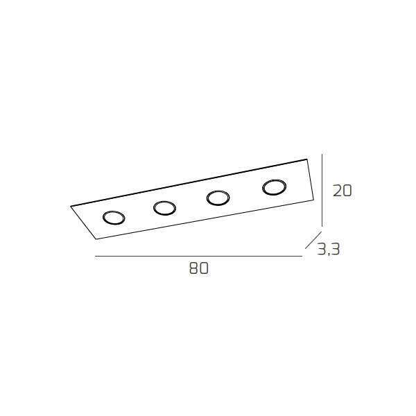 1141/PL4 R-BI PATH PLAFONIERA 4 LUCI RETTANGOLARE BIANCO