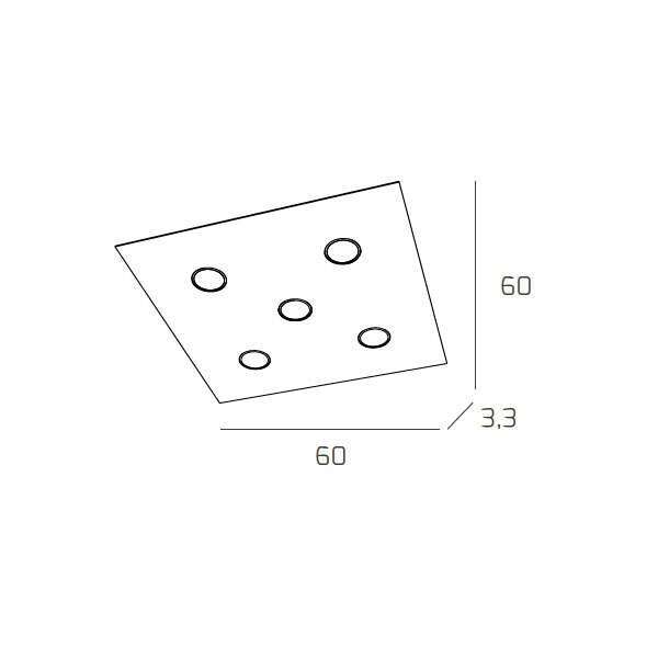 1141/PL5-BI PATH PLAFONIERA 5 LUCI QUADRA BIANCO