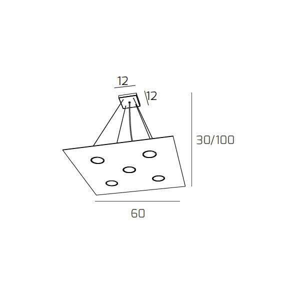 1141/S5-BI PATH SOSPENSIONE 5 LUCI BIANCO