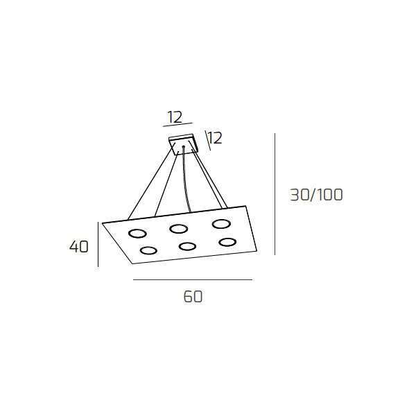 1141/S6 R-BI PATH SOSPENSIONE 6 LUCI BIANCO