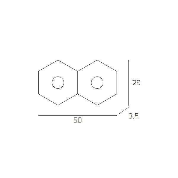 1142/2L-FA HEXAGON APPLIQUE/PLAFONIERA 2 LUCI FOGLIA ARGENTO