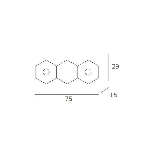 1142/2L1D-GR HEXAGON APPLIQUE/PLAFONIERA 2 LUCI + 1 DECORATIVO GRIGIO