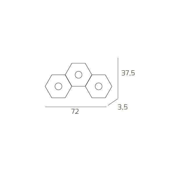 1142/3L-BI HEXAGON APPLIQUE/PLAFONIERA 3 LUCI BIANCO