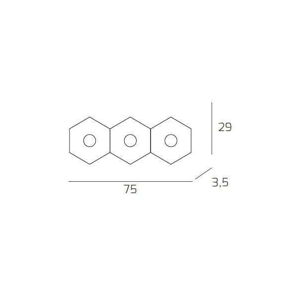 1142/3L-FO HEXAGON APPLIQUE/PLAFONIERA 3 LUCI FOGLIA ORO