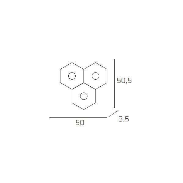 1142/3L-SA HEXAGON APPLIQUE/PLAFONIERA 3 LUCI SABBIA