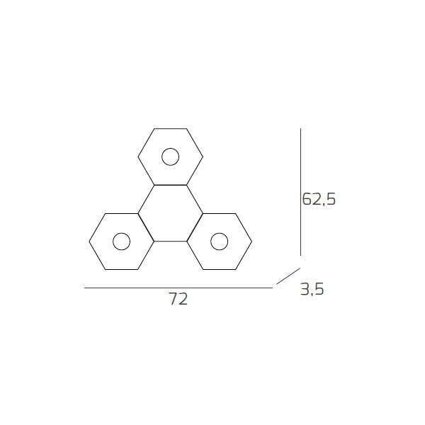 1142/3L1D-BI HEXAGON APPLIQUE/PLAFONIERA 3 LUCI + 1 DECORATIVO BIANCO