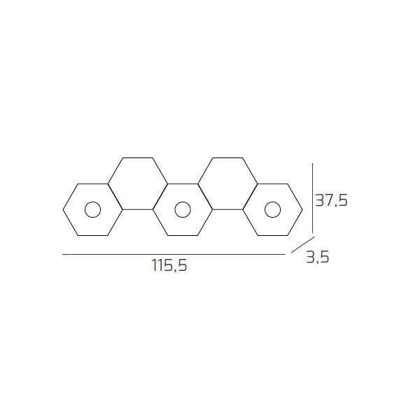 1142/3L2D-GA HEXAGON APPLIQUE/PLAFONIERA 3 LUCI + 2 DECORATIVO GRIGIO ANTRACITE
