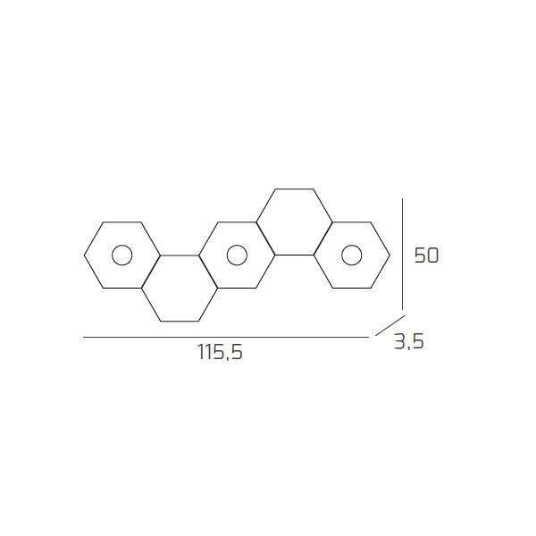 1142/3L2D-GA HEXAGON APPLIQUE/PLAFONIERA 3 LUCI + 2 DECORATIVO GRIGIO ANTRACITE