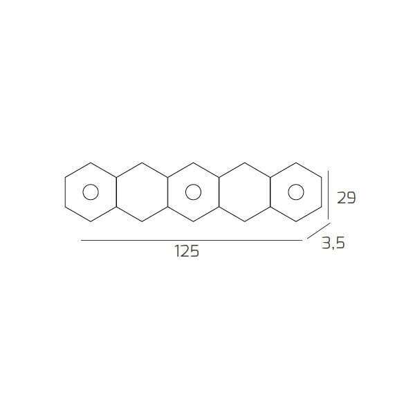 1142/3L2D-GR HEXAGON APPLIQUE/PLAFONIERA 3 LUCI + 2 DECORATIVO GRIGIO