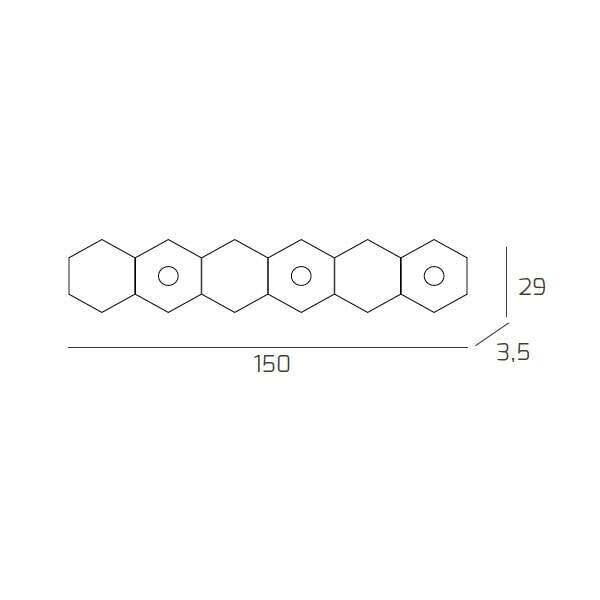 1142/3L3D-BI HEXAGON APPLIQUE/PLAFONIERA 3 LUCI + 3 DECORATIVO BIANCO