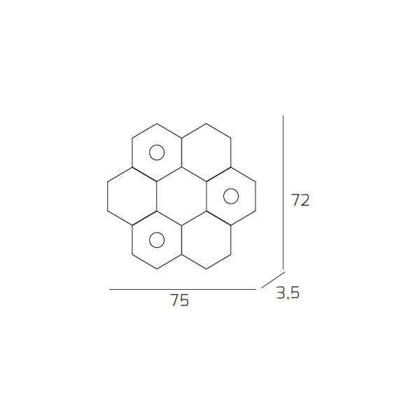 1142/3L3D-FA HEXAGON APPLIQUE/PLAFONIERA 3 LUCI + 3 DECORATIVO FOGLIA ARGENTO