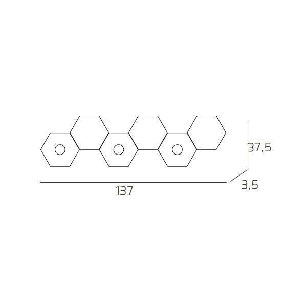1142/3L3D-FR HEXAGON APPLIQUE/PLAFONIERA 3 LUCI + 3 DECORATIVO FOGLIA RAME