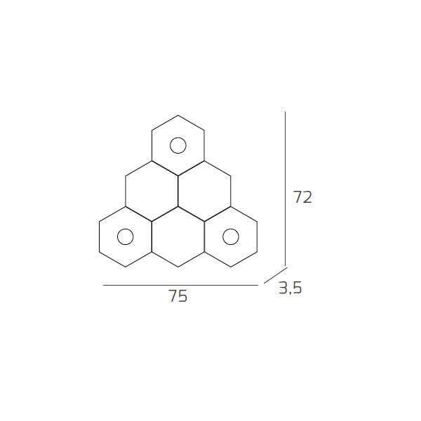 1142/3L3D-FR HEXAGON APPLIQUE/PLAFONIERA 3 LUCI + 3 DECORATIVO FOGLIA RAME