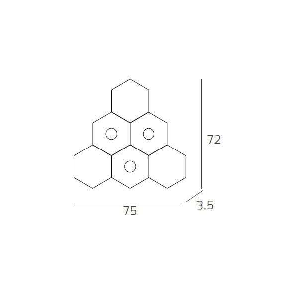 1142/3L3D-GA HEXAGON APPLIQUE/PLAFONIERA 3 LUCI + 3 DECORATIVO GRIGIO ANTRACITE