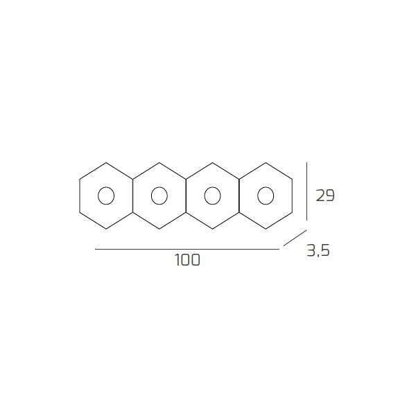 1142/4L-FA HEXAGON APPLIQUE/PLAFONIERA 4 LUCI FOGLIA ARGENTO