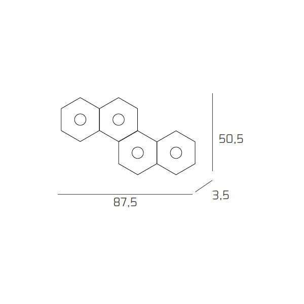 1142/4L-FA HEXAGON APPLIQUE/PLAFONIERA 4 LUCI FOGLIA ARGENTO