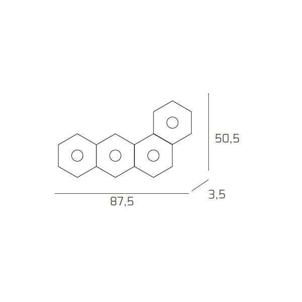 1142/4L-FA HEXAGON APPLIQUE/PLAFONIERA 4 LUCI FOGLIA ARGENTO