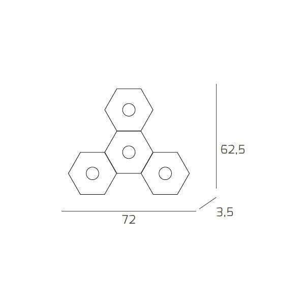 1142/4L-FA HEXAGON APPLIQUE/PLAFONIERA 4 LUCI FOGLIA ARGENTO