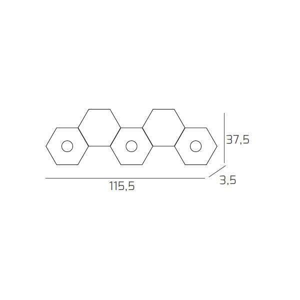 1142/4L1D-FR HEXAGON APPLIQUE/PLAFONIERA 4 LUCI + 1 DECORATIVO FOGLIA RAME