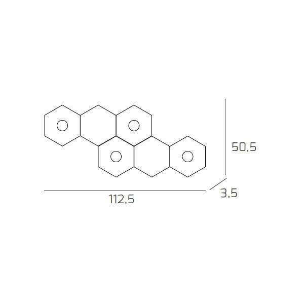 1142/4L2D-BI HEXAGON APPLIQUE/PLAFONIERA 4 LUCI + 2 DECORATIVO BIANCO