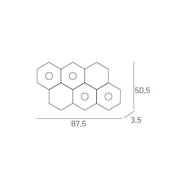 1142/4L2D-FO HEXAGON APPLIQUE/PLAFONIERA 4 LUCI + 2 DECORATIVO FOGLIA ORO
