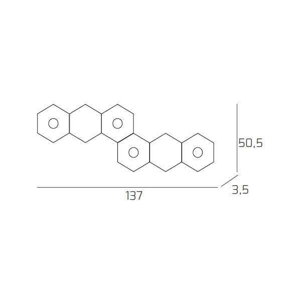 1142/4L2D-GR HEXAGON APPLIQUE/PLAFONIERA 4 LUCI + 2 DECORATIVO GRIGIO