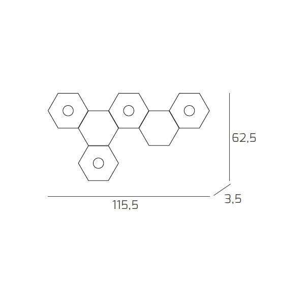 1142/4L2D-MA HEXAGON APPLIQUE/PLAFONIERA 4 LUCI + 2 DECORATIVO MARRONE