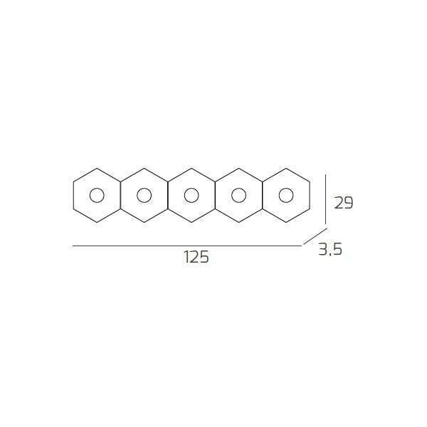 1142/5L-GR HEXAGON APPLIQUE/PLAFONIERA 5 LUCI GRIGIO