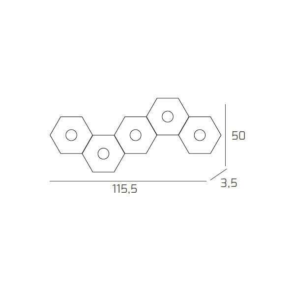1142/5L-MA HEXAGON APPLIQUE/PLAFONIERA 5 LUCI MARRONE