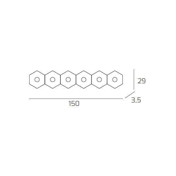 1142/6L-FA HEXAGON APPLIQUE/PLAFONIERA 6 LUCI FOGLIA ARGENTO