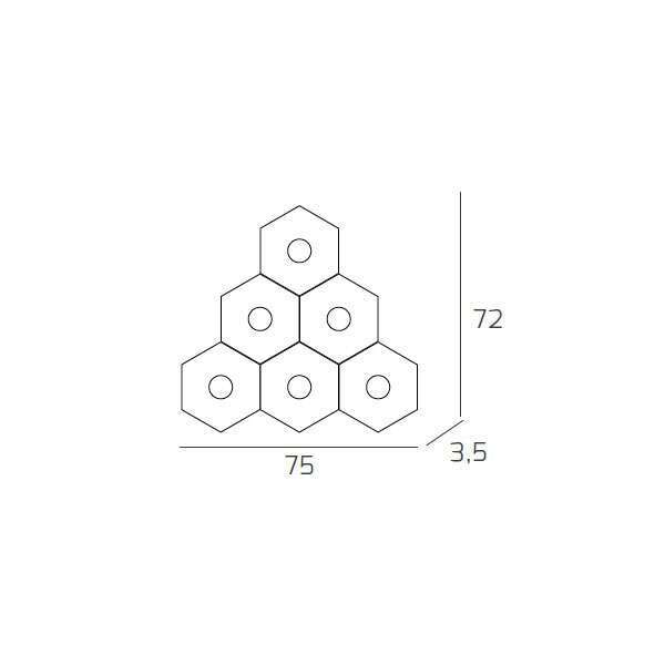 1142/6L-FA HEXAGON APPLIQUE/PLAFONIERA 6 LUCI FOGLIA ARGENTO
