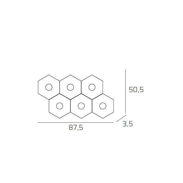 1142/6L-FA HEXAGON APPLIQUE/PLAFONIERA 6 LUCI FOGLIA ARGENTO