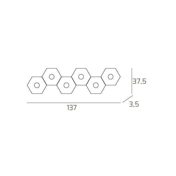1142/6L-FA HEXAGON APPLIQUE/PLAFONIERA 6 LUCI FOGLIA ARGENTO