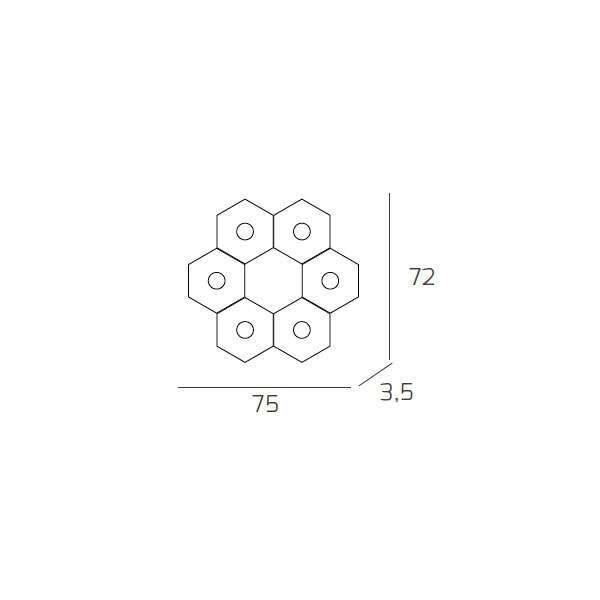 1142/6L-FO HEXAGON APPLIQUE/PLAFONIERA 6 LUCI FOGLIA ORO