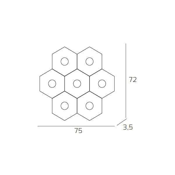 1142/7L-FA HEXAGON APPLIQUE/PLAFONIERA 7 LUCI FOGLIA ARGENTO