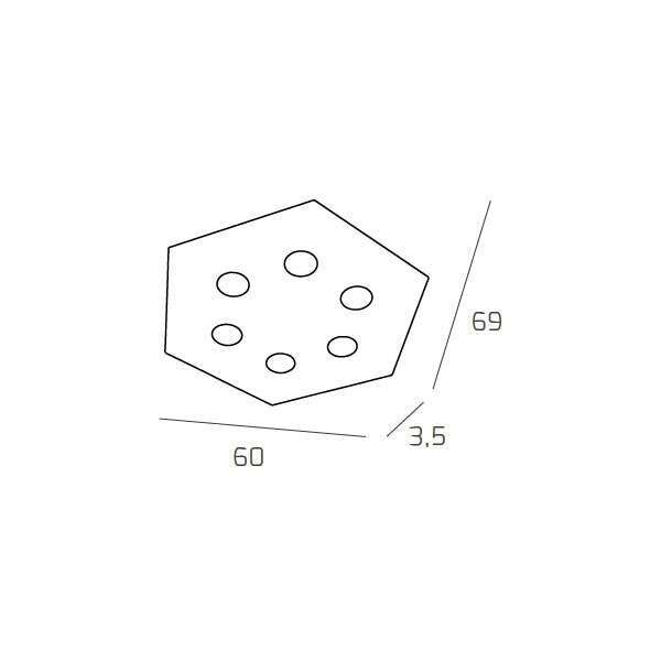 1142/PG-BI EXAGON PLAFONIERA 6 LUCI BIANCO
