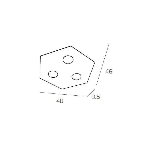 1142/PP-FA EXAGON PLAFONIERA 3 LUCI FOGLIA ARGENTO