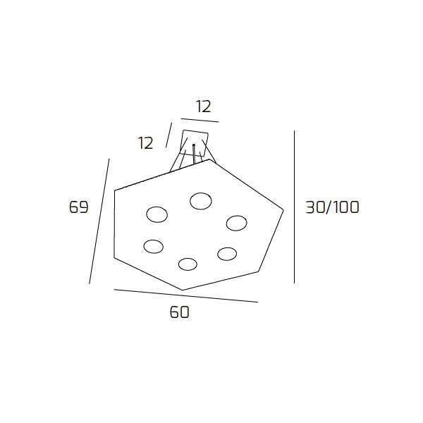 1142/SG-FR EXAGON SOSPENSIONE 6 LUCI FOGLIA RAME