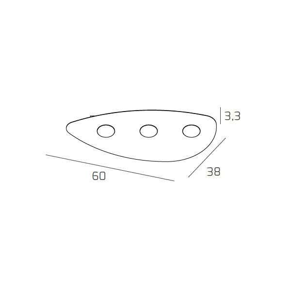 1143/3-GR SHAPE APPLIQUE/PLAFONIERA 3 LUCI GRIGIO