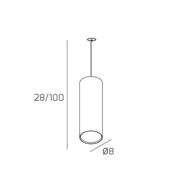 1143INCCR/S25-SA SHAPE SOSP. TUBO H.25 1 LUCE SABBIA E ROSONE DA INCASSO CROMO