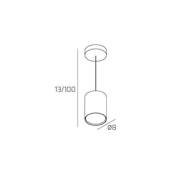 1143/S10-BI SHAPE SOSPENSIONE TUBO H.10 1 LUCE BIANCO